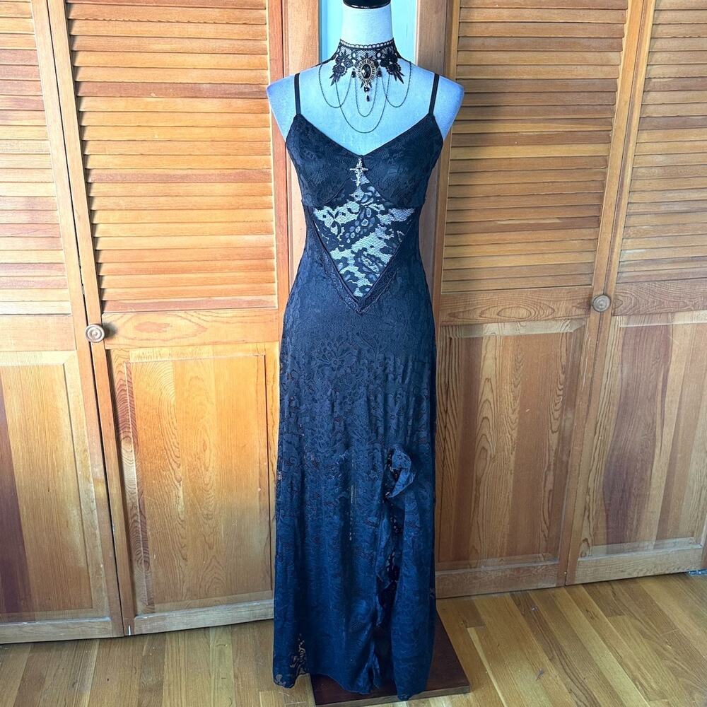 Gothic Victorian Vampire Fairycore Dark Matters Black Lace Up Back Dress
